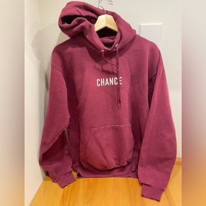 Medium youth Chance the Rapper concert sweatshirt in maroon.